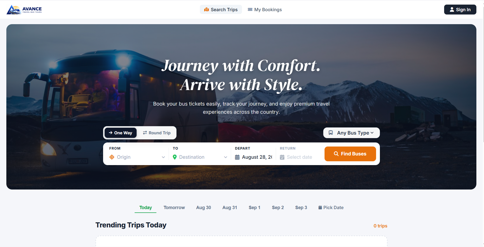 Avance — Bus Reservation Management System